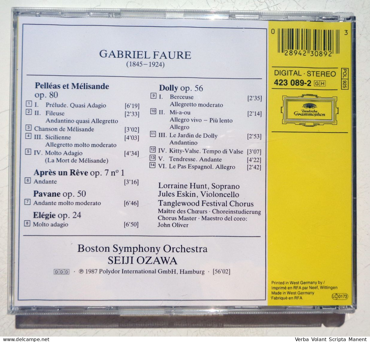 Q-1005 * FAURE - PELLEAS ET MELISANDE / DOLLY - DEUTSCHE GRAMMOPHON, 4230892 - Classica