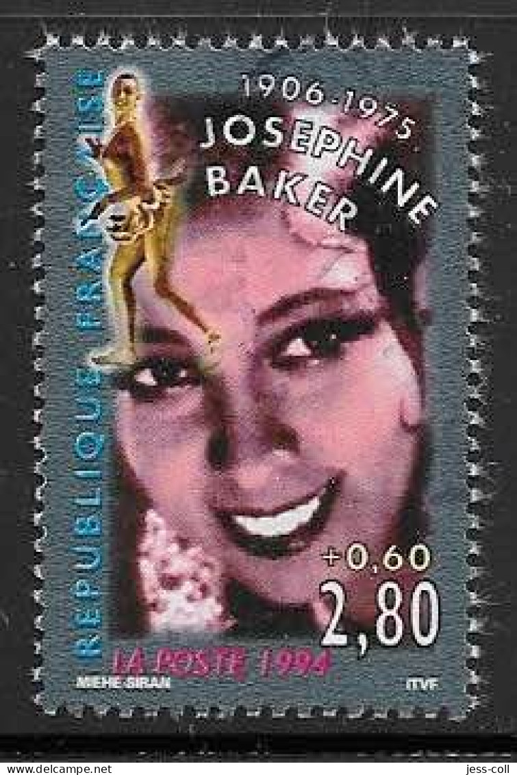 Yvert 2899 2 F 80 + 60 C Joséphine Baker - O - Gebraucht