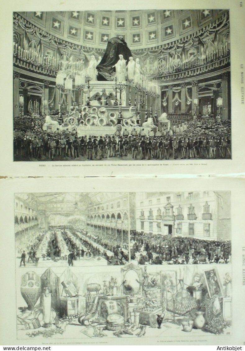 Le Monde Illustré 1878 N°1092 Charles Daubigny Peintre Italie Rome Pie IX Funérailles Sfumata Espagne Madrid - 1850 - 1899