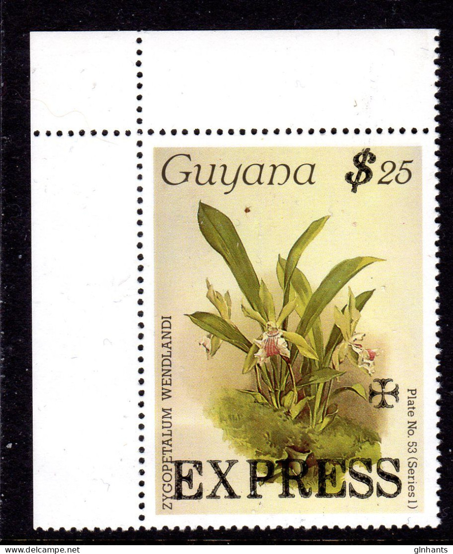 GUYANA - 1986 SANDERS REICHENBACHIA ORCHID FLOWERS EXPRESS $25 ON 25 FINE MNH ** SG E4 REF A - Guyana (1966-...)