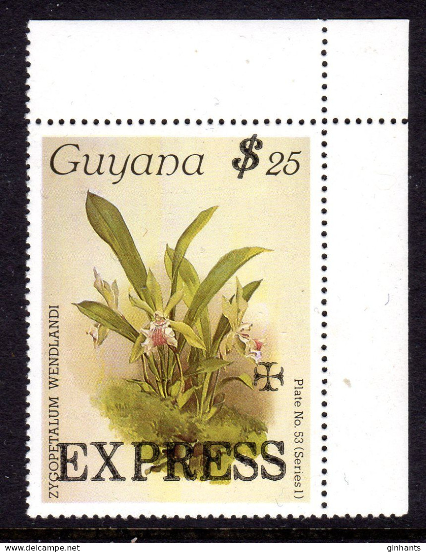 GUYANA - 1986 SANDERS REICHENBACHIA ORCHID FLOWERS EXPRESS $25 ON 25 FINE MNH ** SG E4 REF B - Guyana (1966-...)