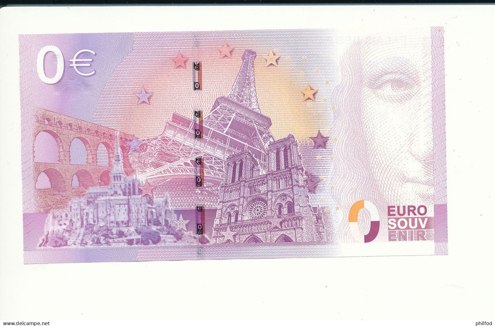 2015-1 - Billet Souvenir - 0 Euro - UEDV - PALAIS DES PAPES ET PONT D'AVIGNON - N° 14353 - Billet épuisé - Essais Privés / Non-officiels