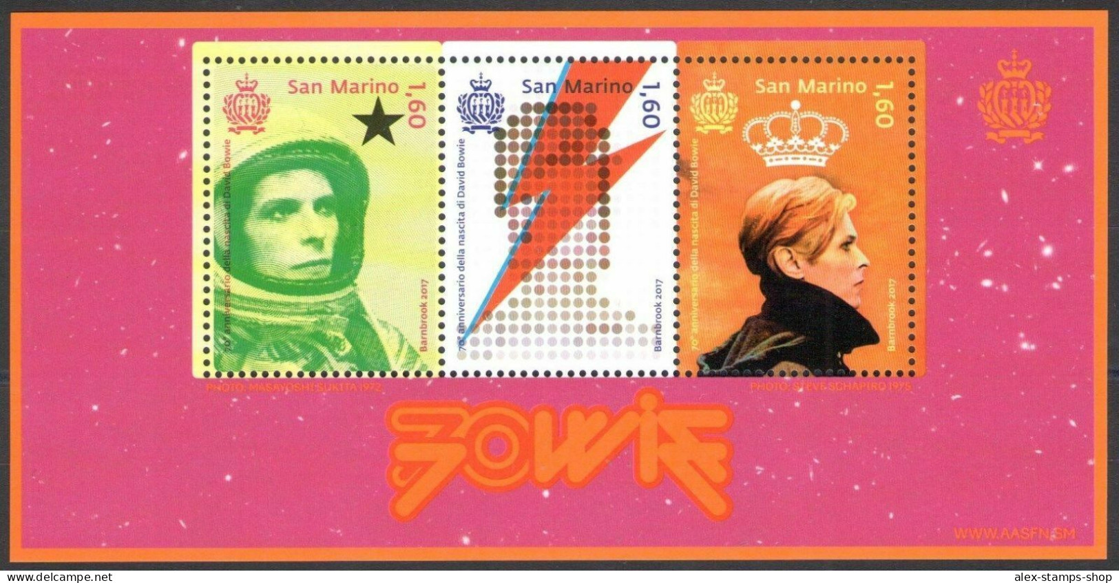 SAN MARINO 2019 Foglietto 70° ANNIVERSARY OF THE BIRTH DAVID BOWIE - New Sheet - Unused Stamps