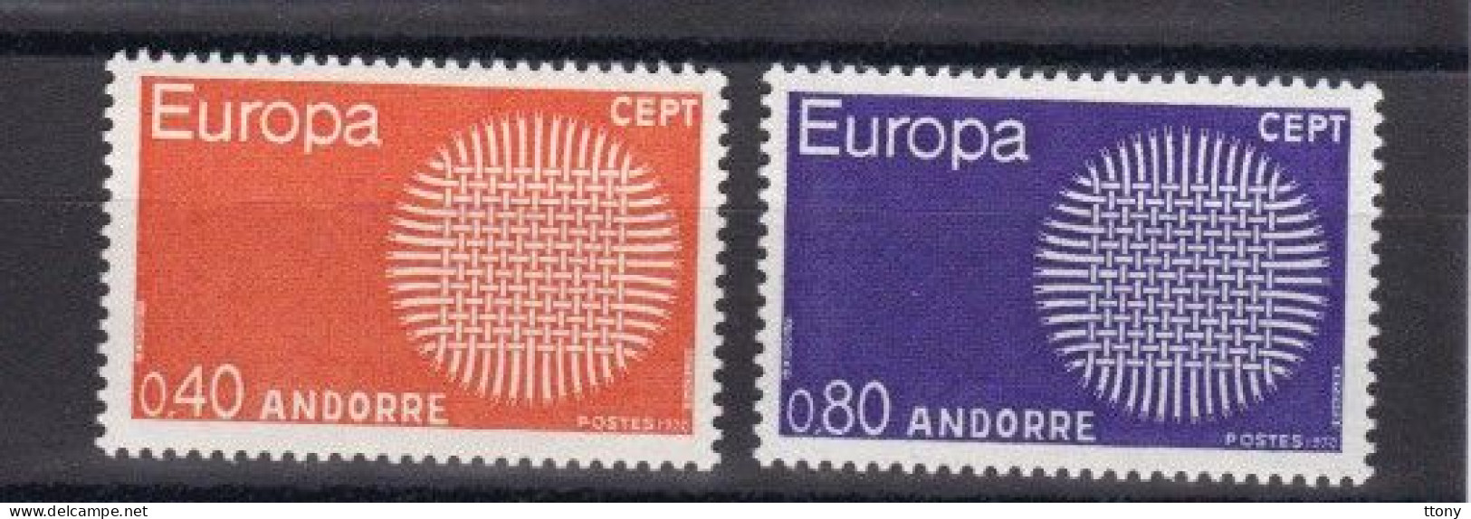 2 Timbres Neufs ** Andorre Français     Europa  Année  1970  CEPT - Nuevos