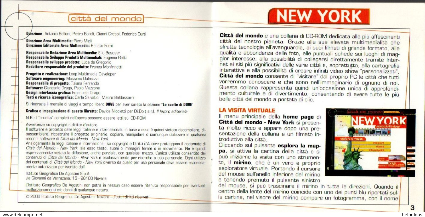 # CD ROM Città Del Mondo - New York - DeAgostini Multimedia 2000 - Otros
