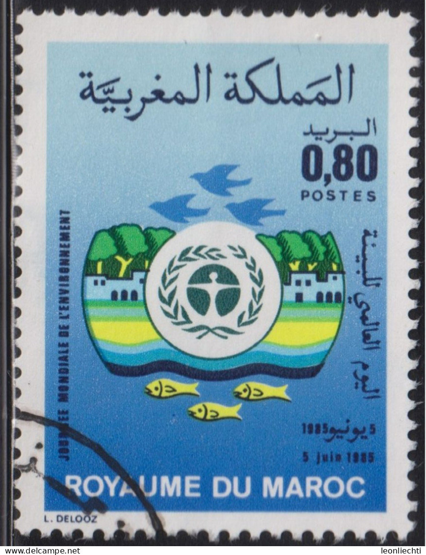 1985 Marokko ° Mi:MA 1072, Sn:MA 599, Yt:MA 985, Sg:MA 680, Emblem, Eco System, Fische - Maroc (1956-...)