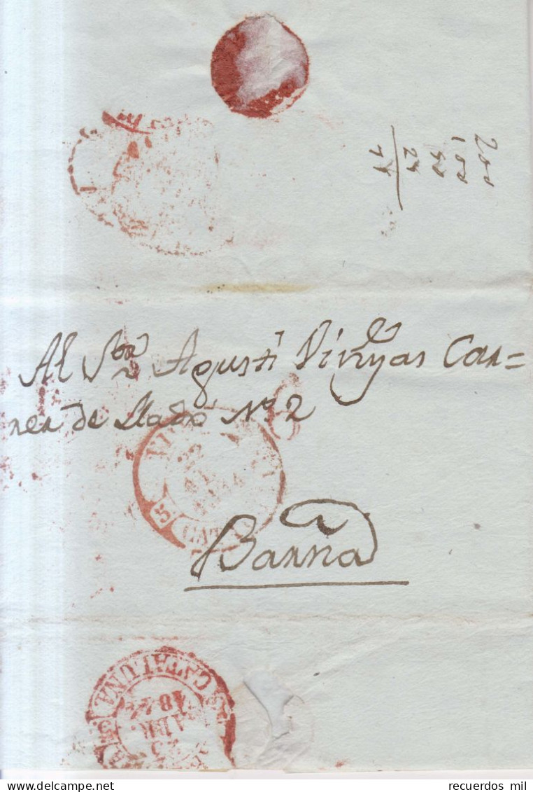 Año 1844 Prefilatelia Carta  Marca Vich Cataluña Y Porteo 6 - ...-1850 Prephilately