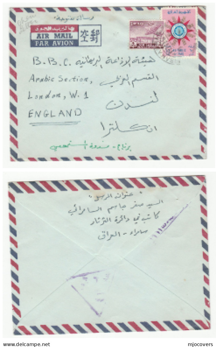 1950s IRAQ Samarra COVER Air Mail To GB Stamps - Iraq
