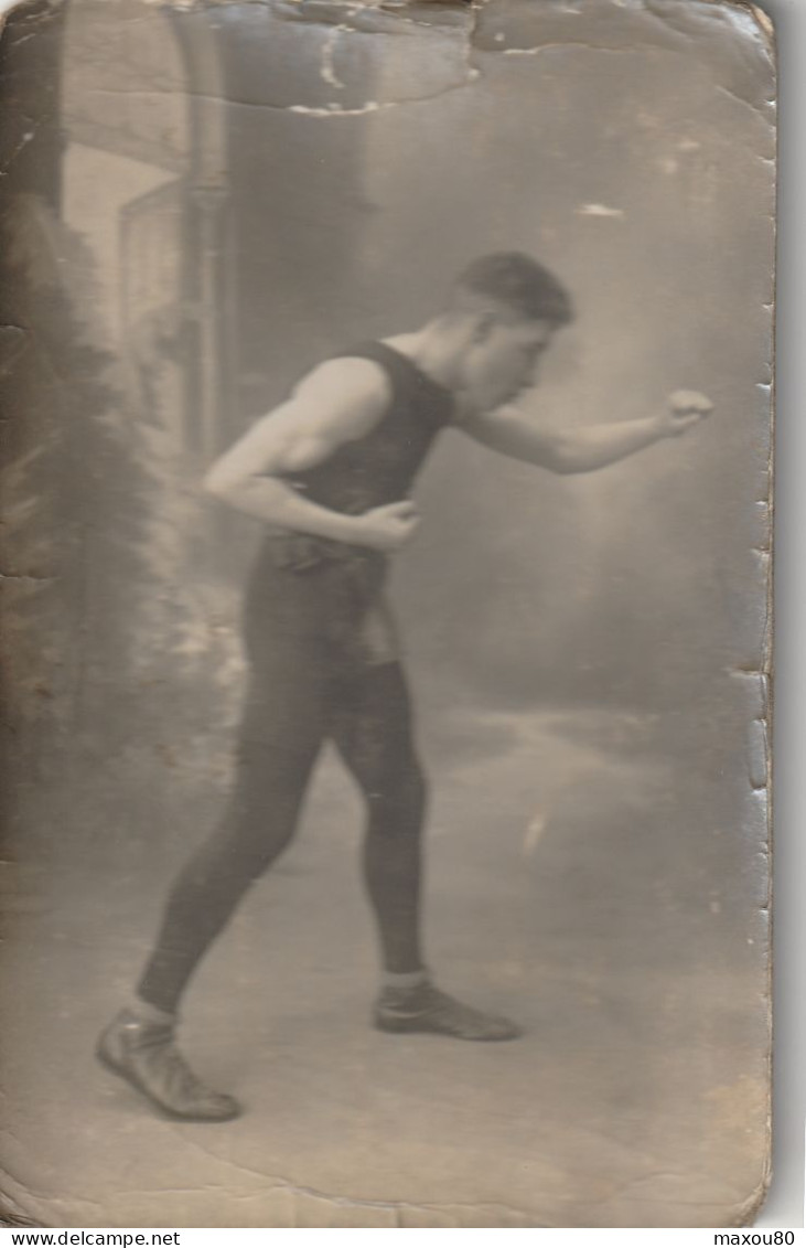 Carte Photo Boxeur A. Deparday Champion De Paris Et De France 1927 - Pugilato