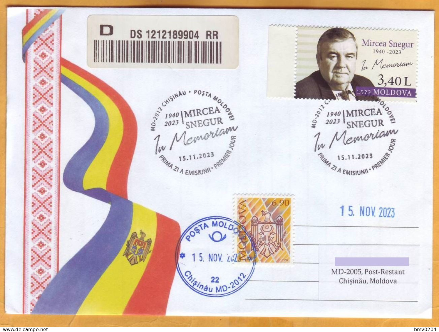 2023 Moldova FDC Personalities In Memory, Mircea Snegur (1940-2023), First President, Used - Moldavie