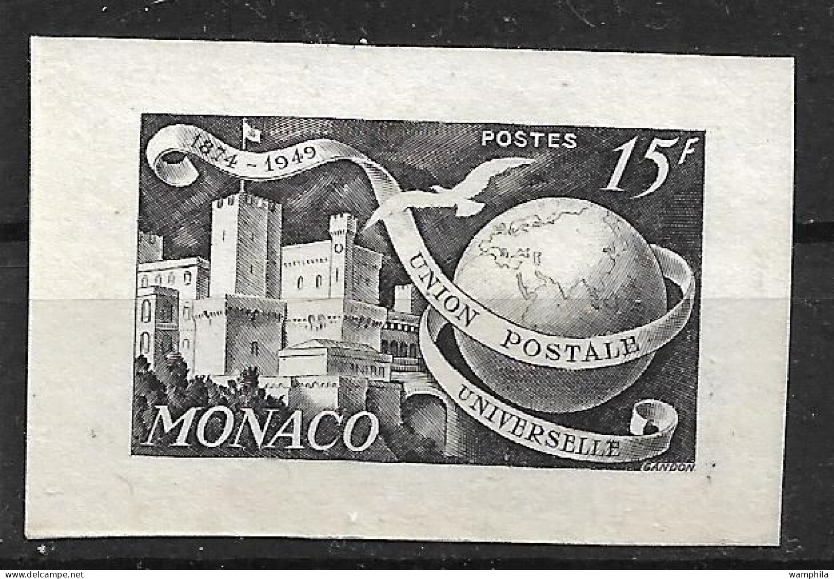 Monaco. 333(*). Essais Non Dentelés En Noir, Papier Cartonné. U.P.U . - Variedades Y Curiosidades