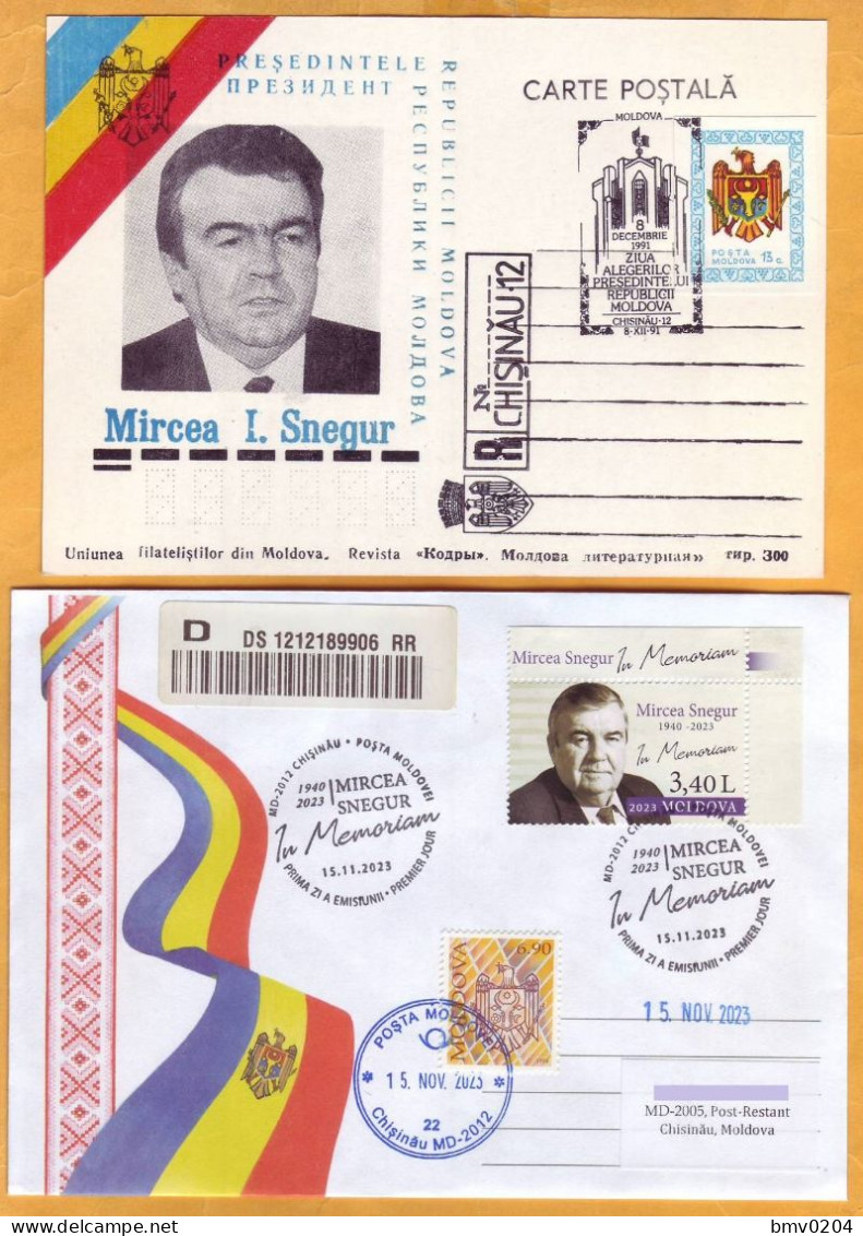 2023 1991 Moldova FDC Personalities In Memory, Mircea Snegur (1940-2023), First President, Used - Moldavie