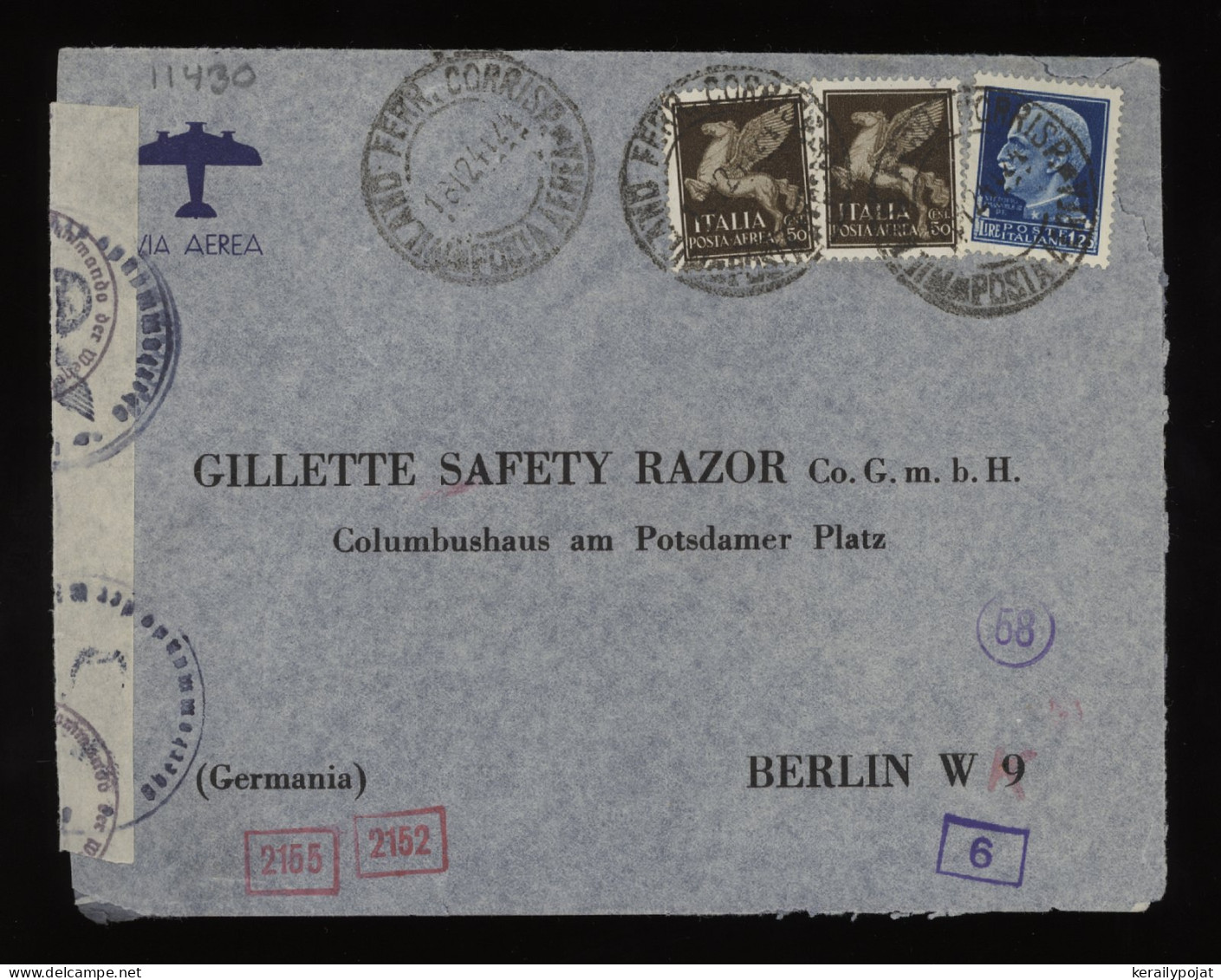 Italy 1941 Milano Censored Air Mail Cover To Berlin__(11430) - Airmail