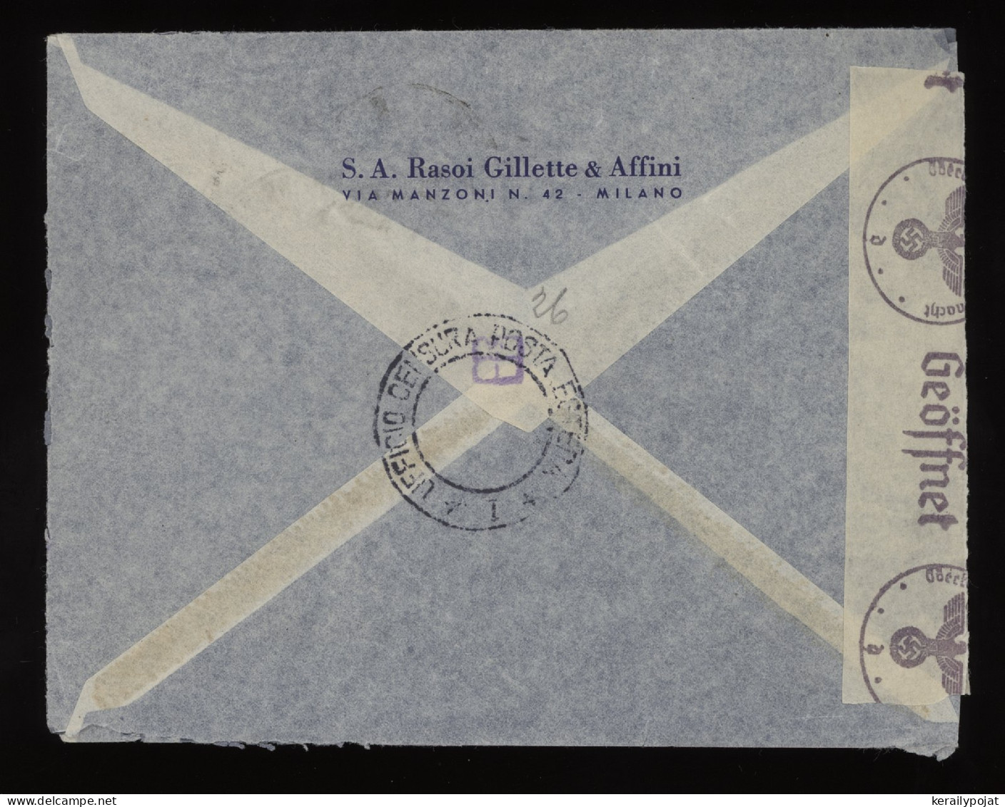 Italy 1941 Milano Censored Air Mail Cover To Berlin__(11430) - Airmail