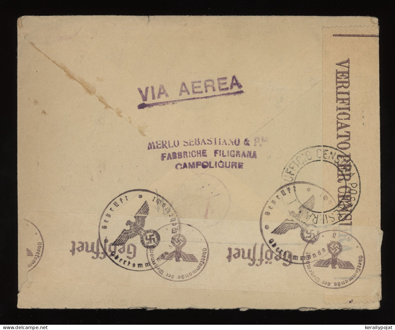 Italy 1941 Campo Ligure Censored Air Mail Cover To Germany__(11431) - Poste Aérienne
