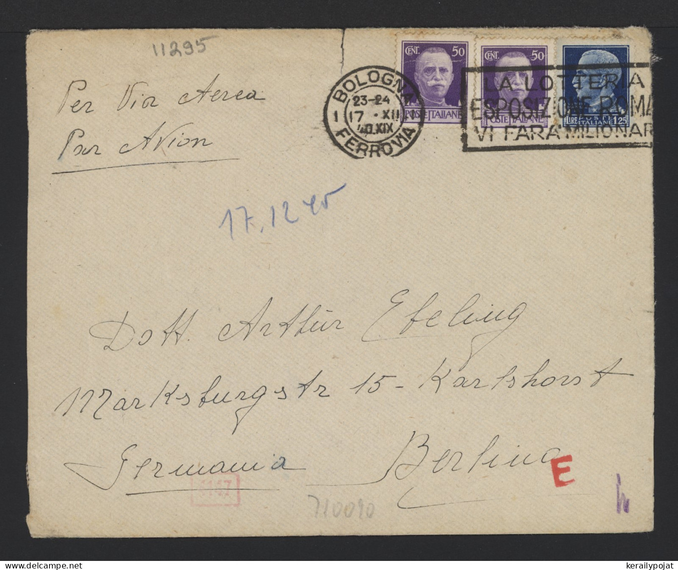 Italy 1940 Bologna Censored Air Mail Cover To Germany__(11295) - Poste Aérienne