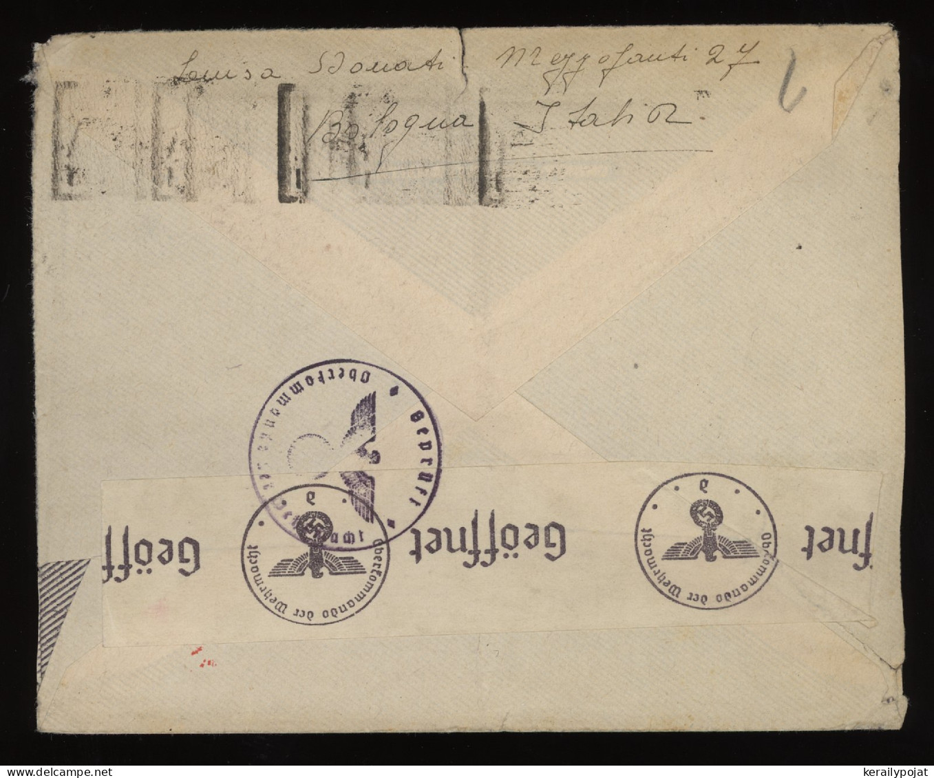 Italy 1940 Bologna Censored Air Mail Cover To Germany__(11295) - Luftpost