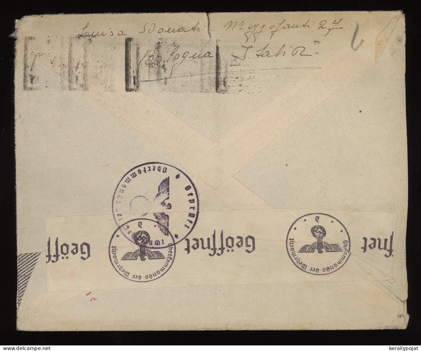 Italy 1940 Bologna Censored Air Mail Cover To Germany__(11295) - Poste Aérienne