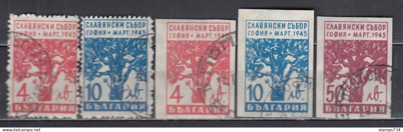 Bulgaria 1945 - Slavic Congress,  5v. - Perf.+imperforated, Used - Usados
