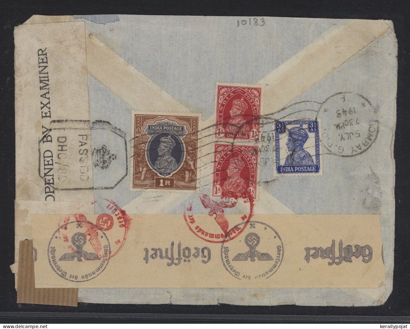 India 1943 Bombay Censored Cover To Switzerland__(10183) - Altri & Non Classificati