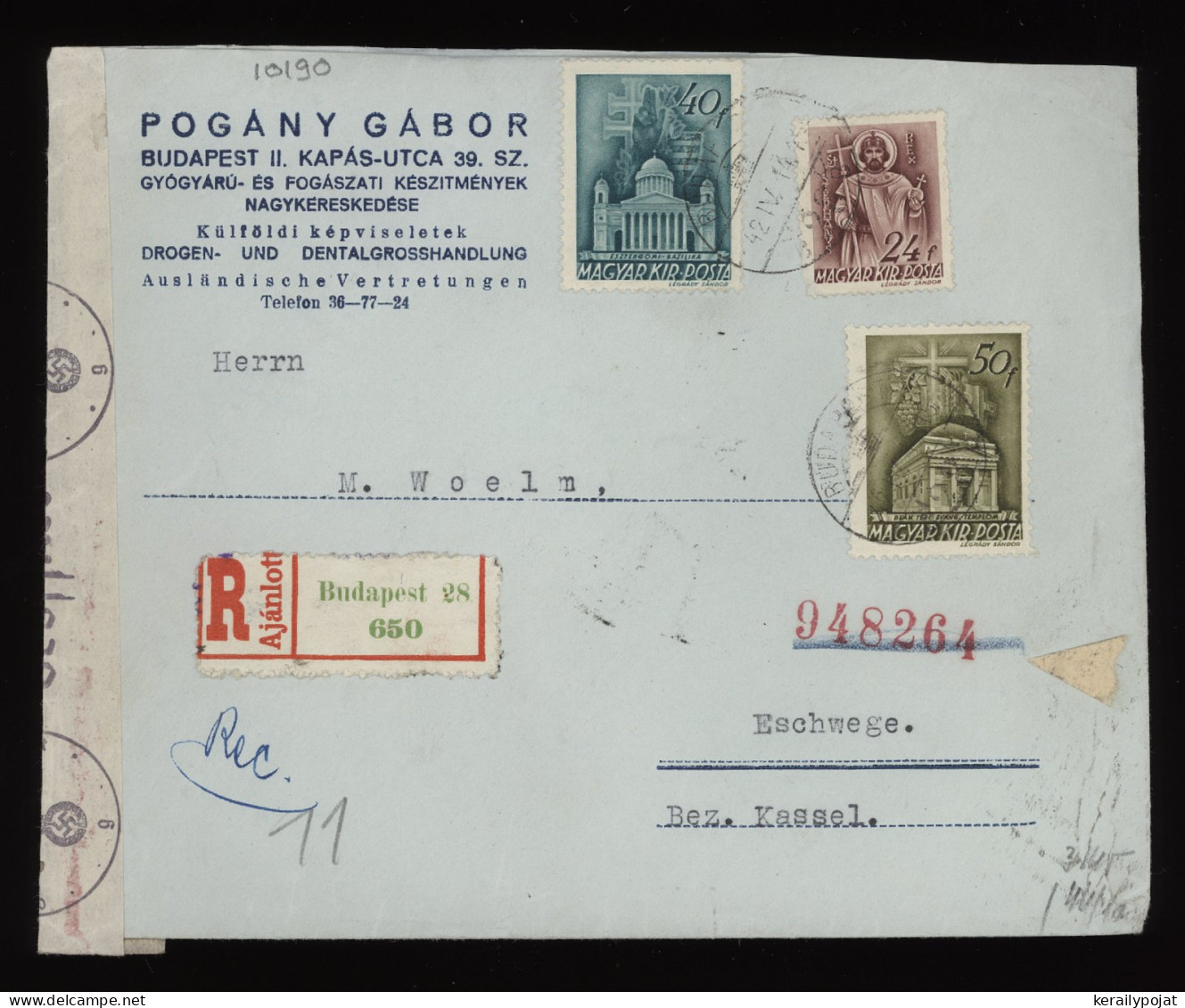 Hungary 1942 Budapest Censored Registered Cover To Germany__(10190) - Storia Postale