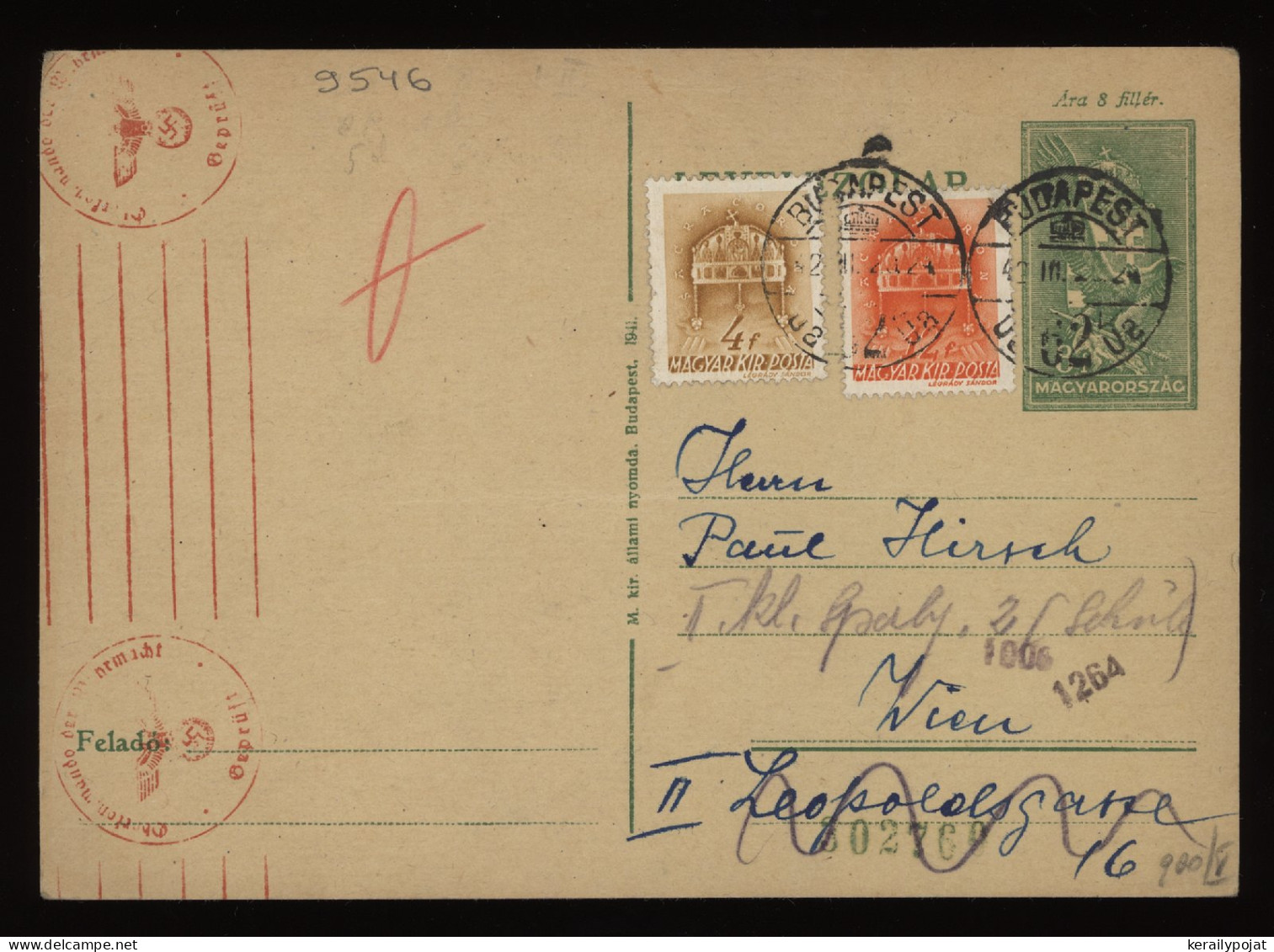 Hungary 1942 Budapest Censored Postcard To Wien__(9546) - Covers & Documents