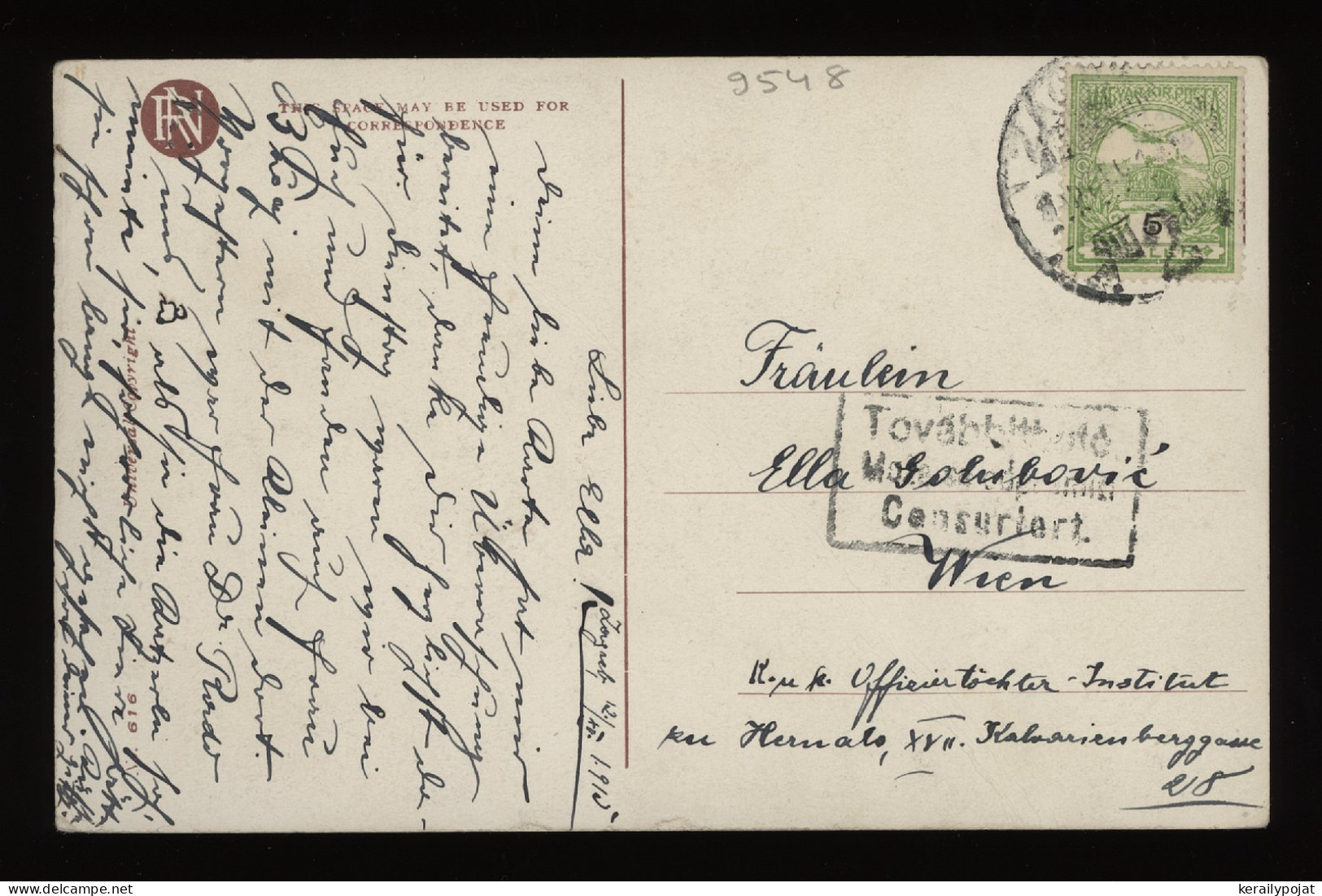 Hungary 1915 Censored Postcard To Wien__(9548) - Cartas & Documentos