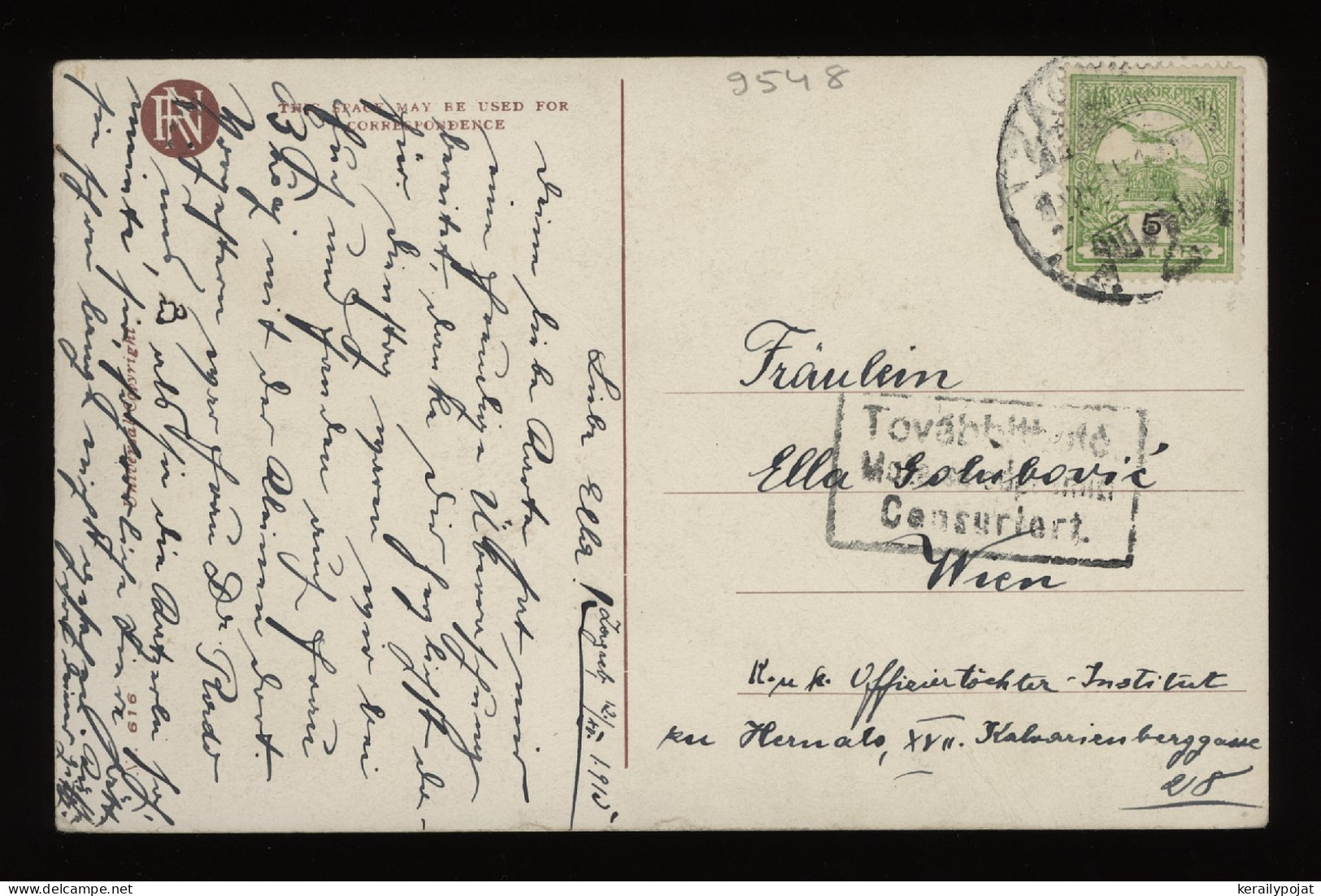 Hungary 1915 Censored Postcard To Wien__(9548) - Briefe U. Dokumente