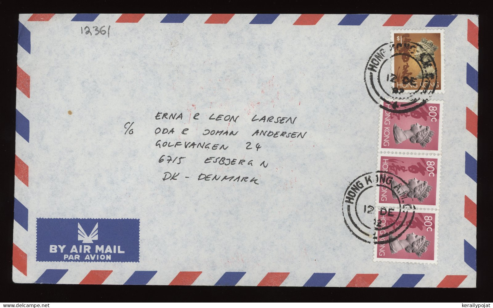 Hong Kong 1990's Air Mail Cover To Denmark__(12361) - Brieven En Documenten