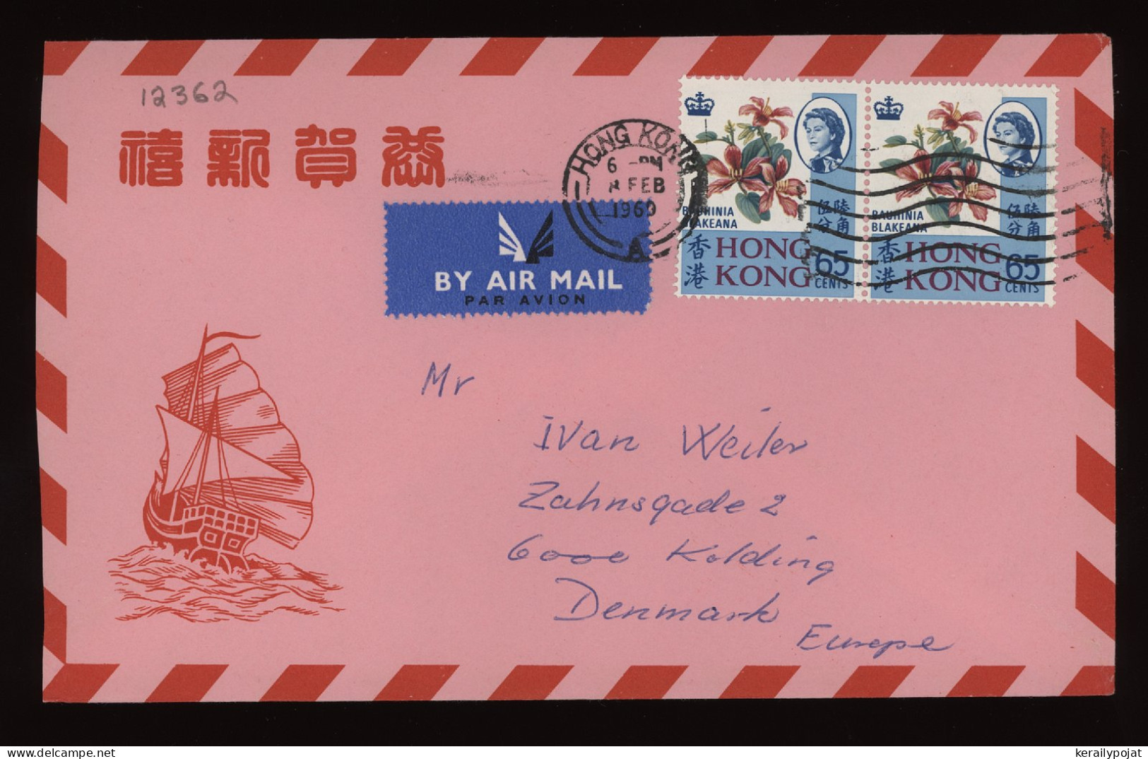 Hong Kong 1969 Air Mail Cover To Denmark__(12362) - Lettres & Documents