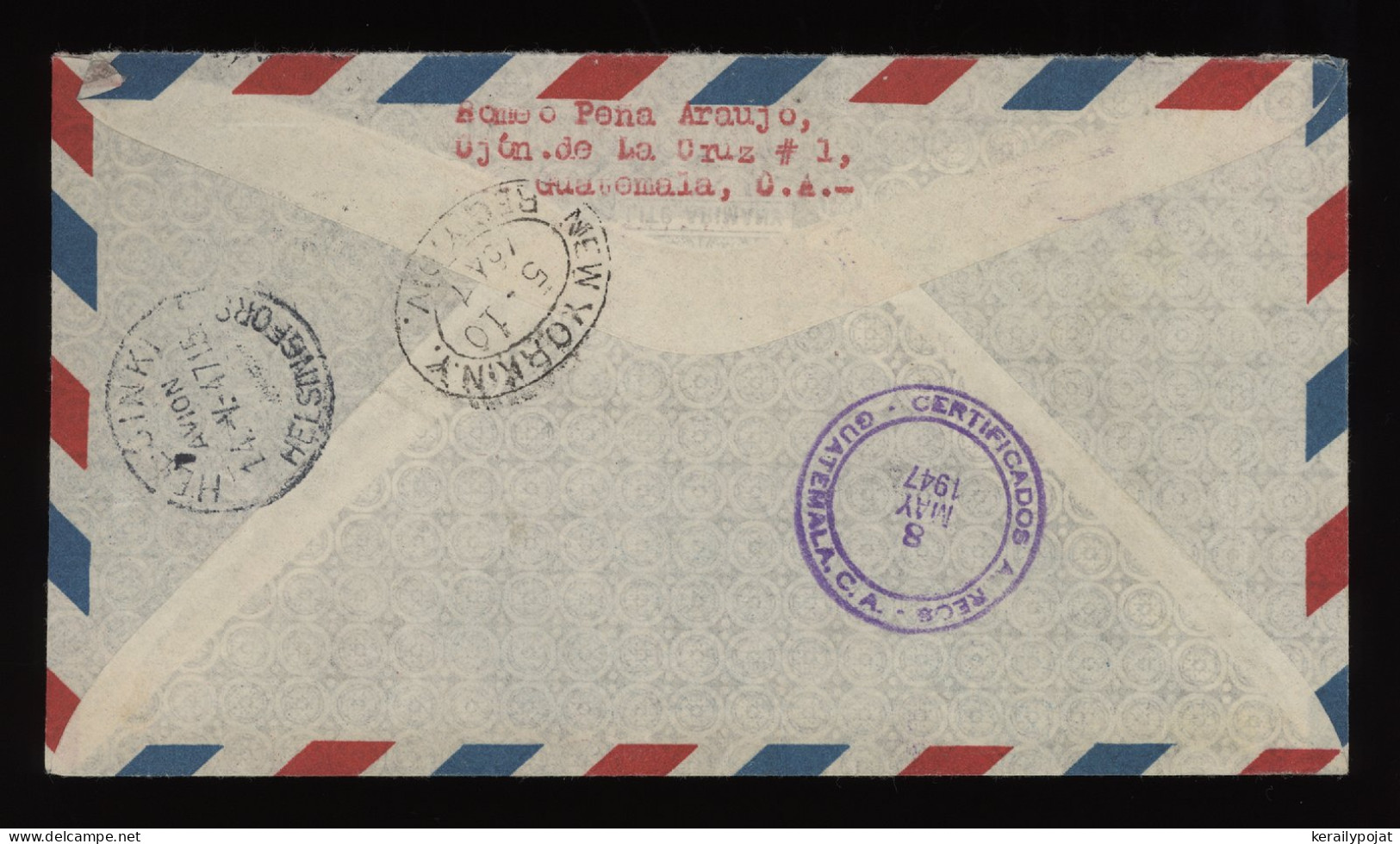 Guatemala 1947 Air Mail Cover To Finland__(10277) - Guatemala