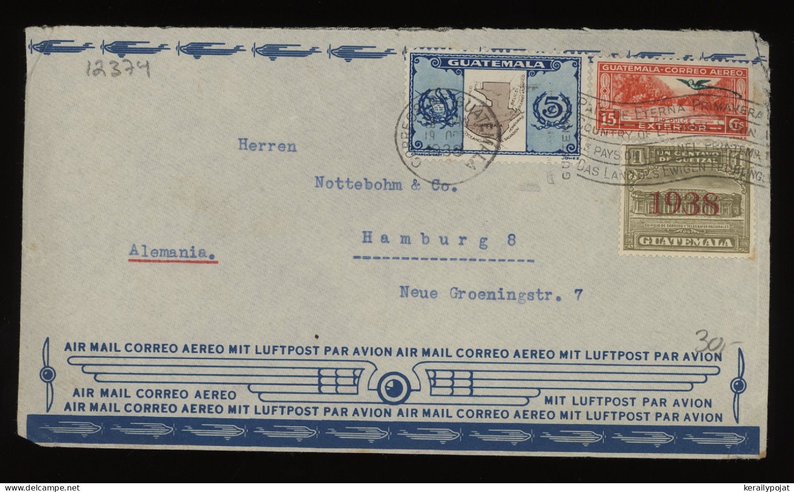 Guatemala 1938 Air Mail Cover To Germany__(12374) - Guatemala
