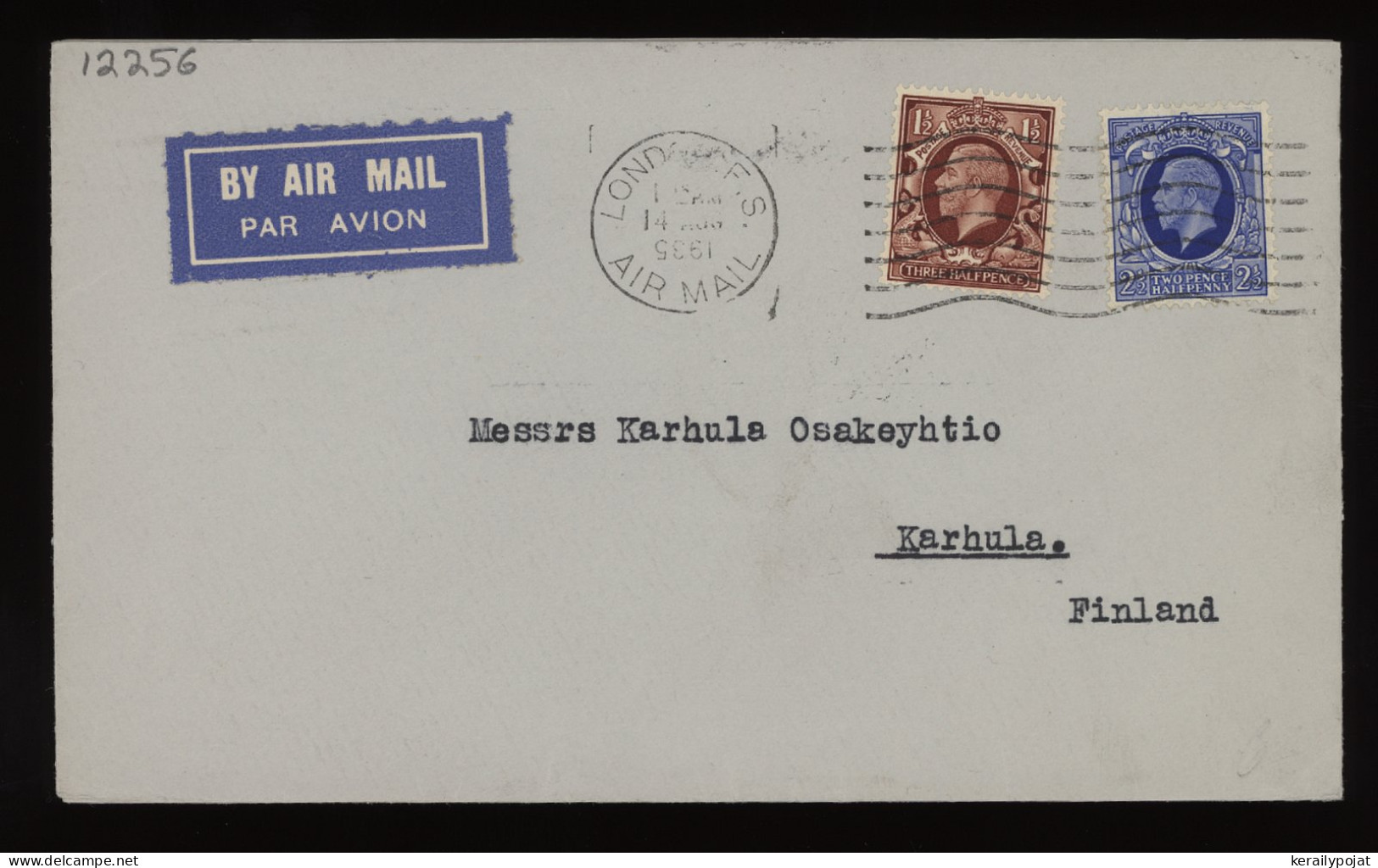 Great Britain 1935 London Air Mail Cover To Finland__(12256) - Storia Postale