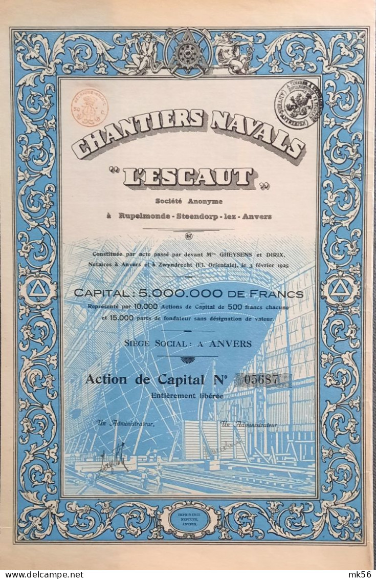 Chantiers Navals "L'Escaut" - Rupelmonde - Steendorp-lez-Anvers - 1925 - Schiffahrt