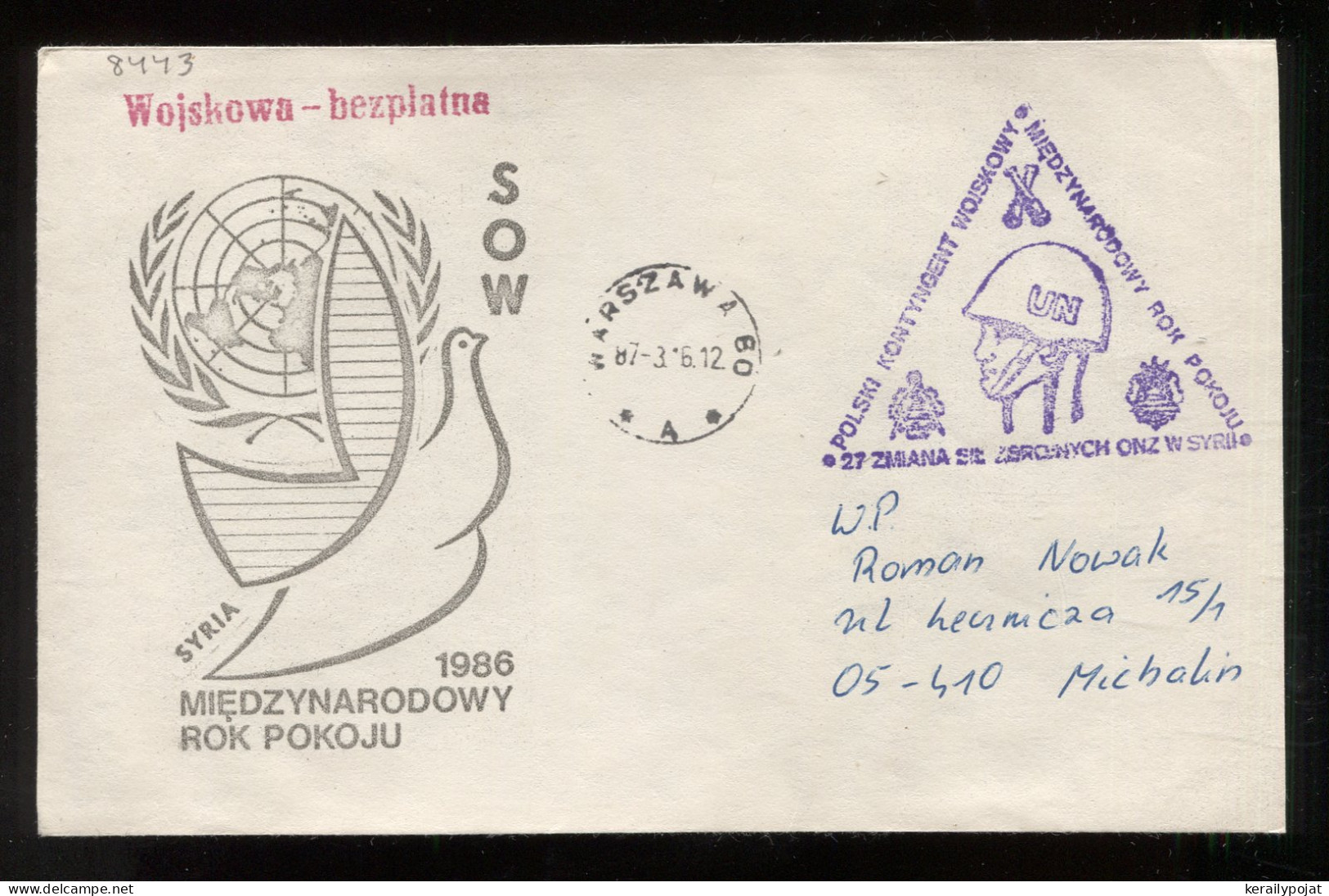 Poland 1978 UN Syria Kontyngent Cover__(8443) - Brieven En Documenten