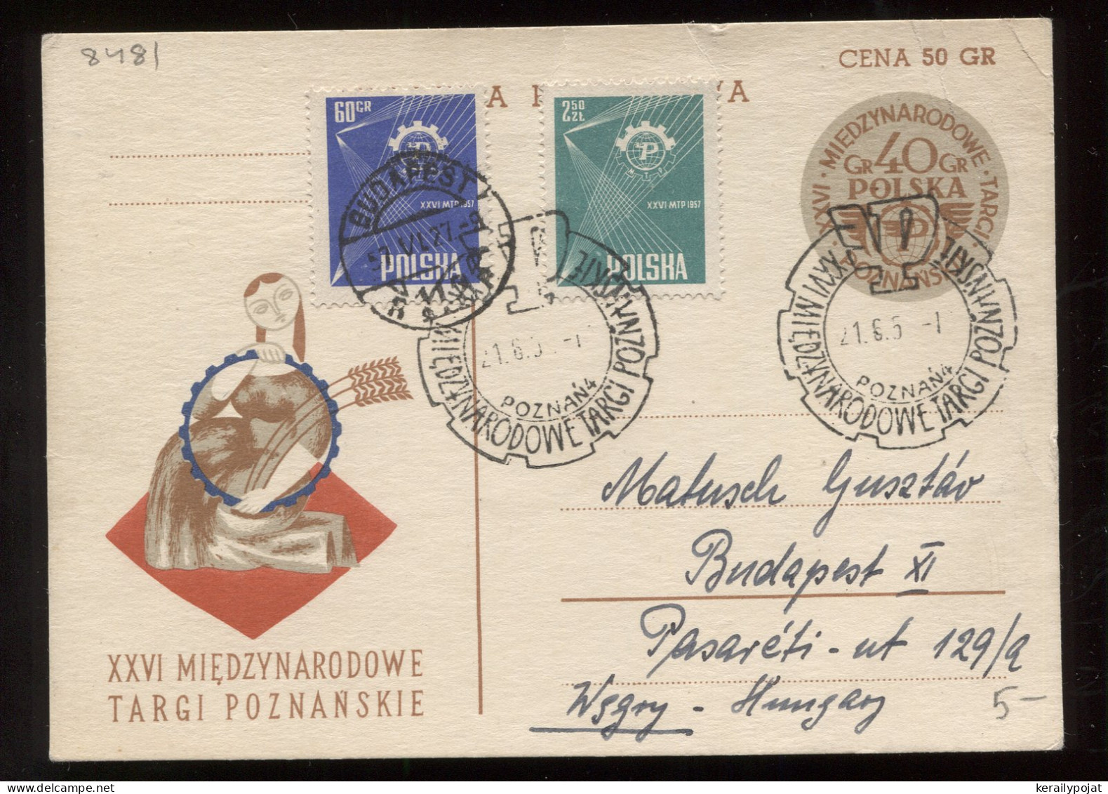 Poland 1957 Poznan Special Cancellation Stationery Card To Hungary__(8481) - Stamped Stationery