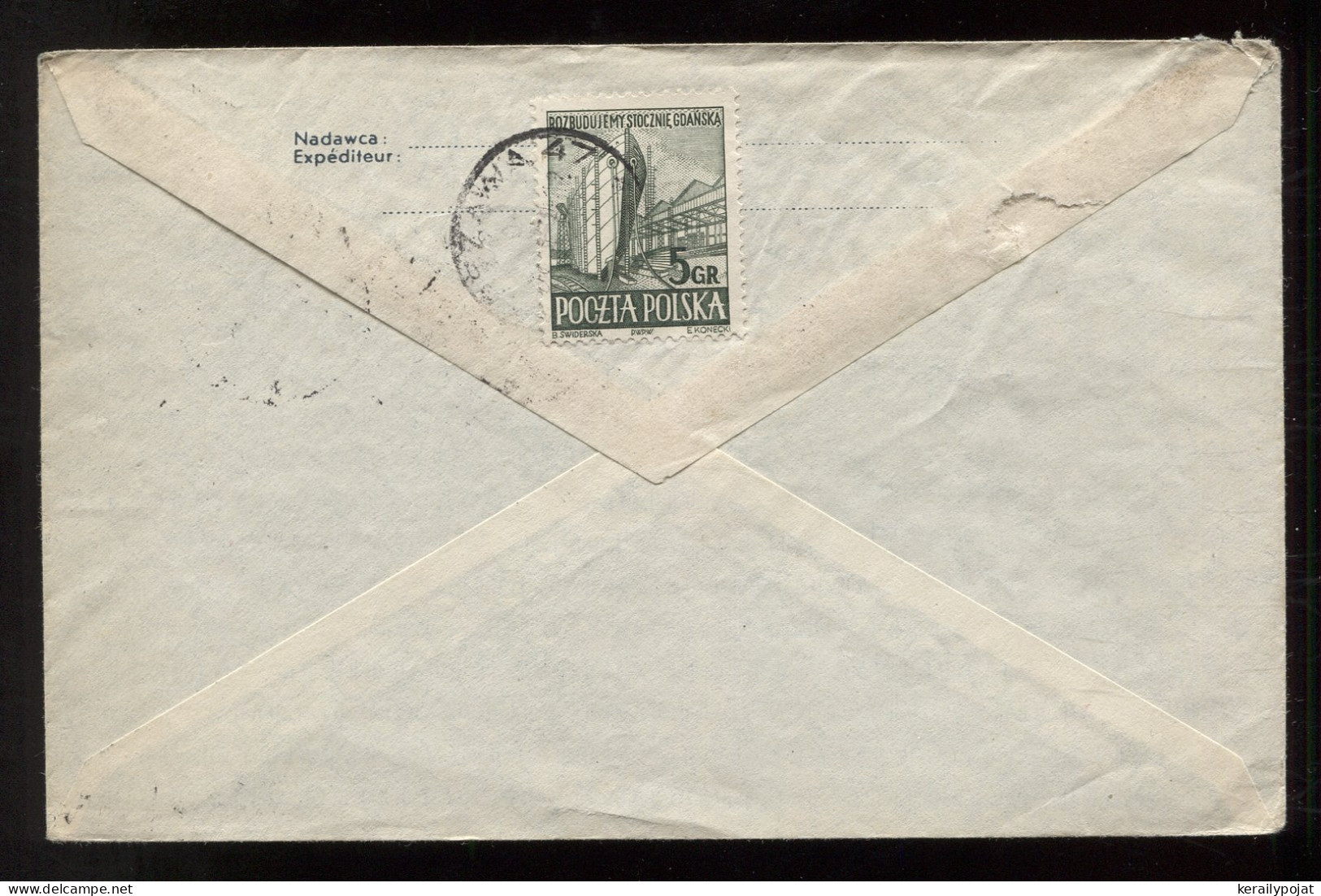 Poland 1954 Air Mail Cover To UK__(8434) - Aviones