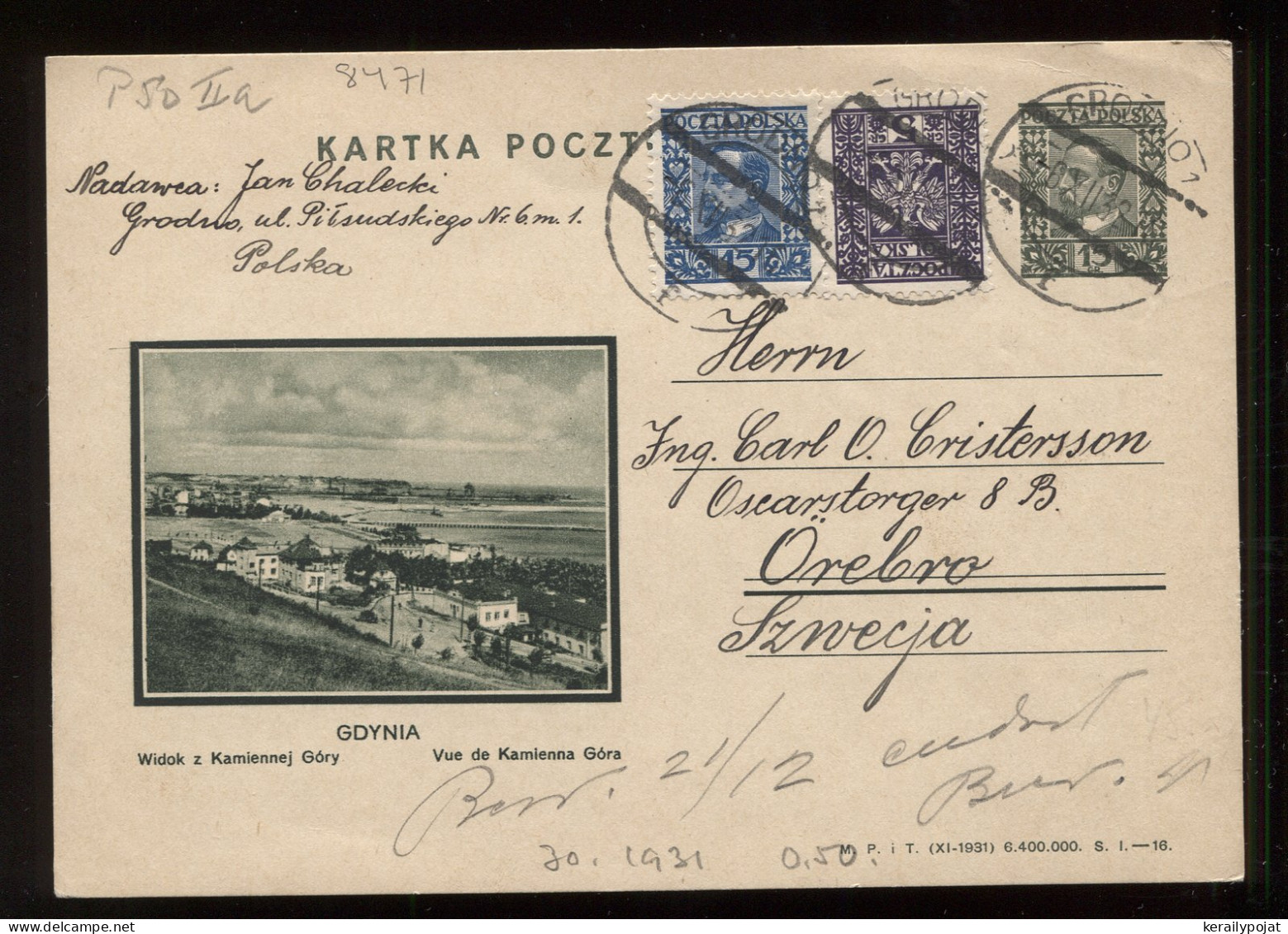 Poland 1932 Grodno Stationery Card To Sweden __(8471) - Postwaardestukken