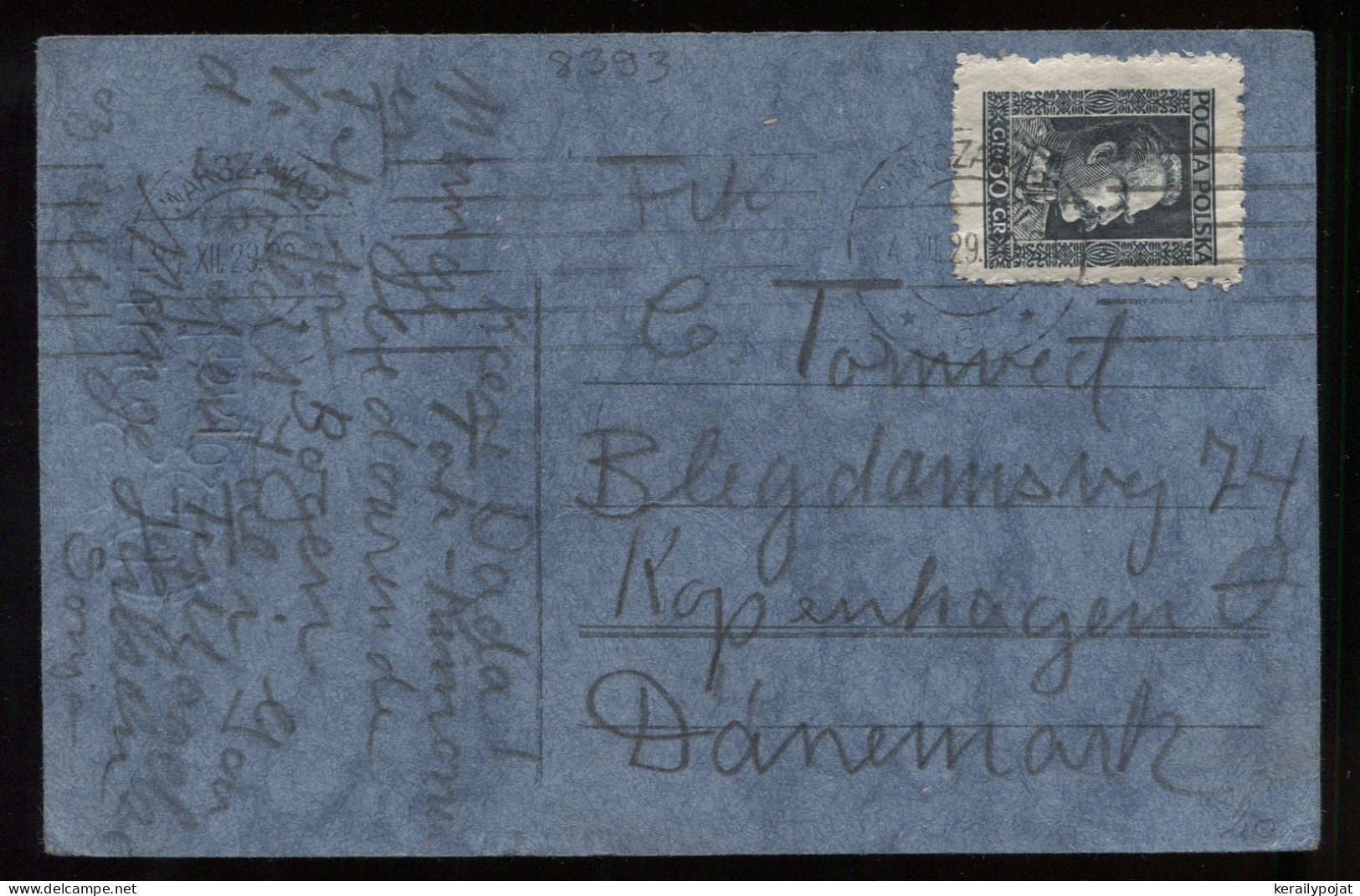 Poland 1929 Warszawa Postcard To Denmark__(8393) - Brieven En Documenten