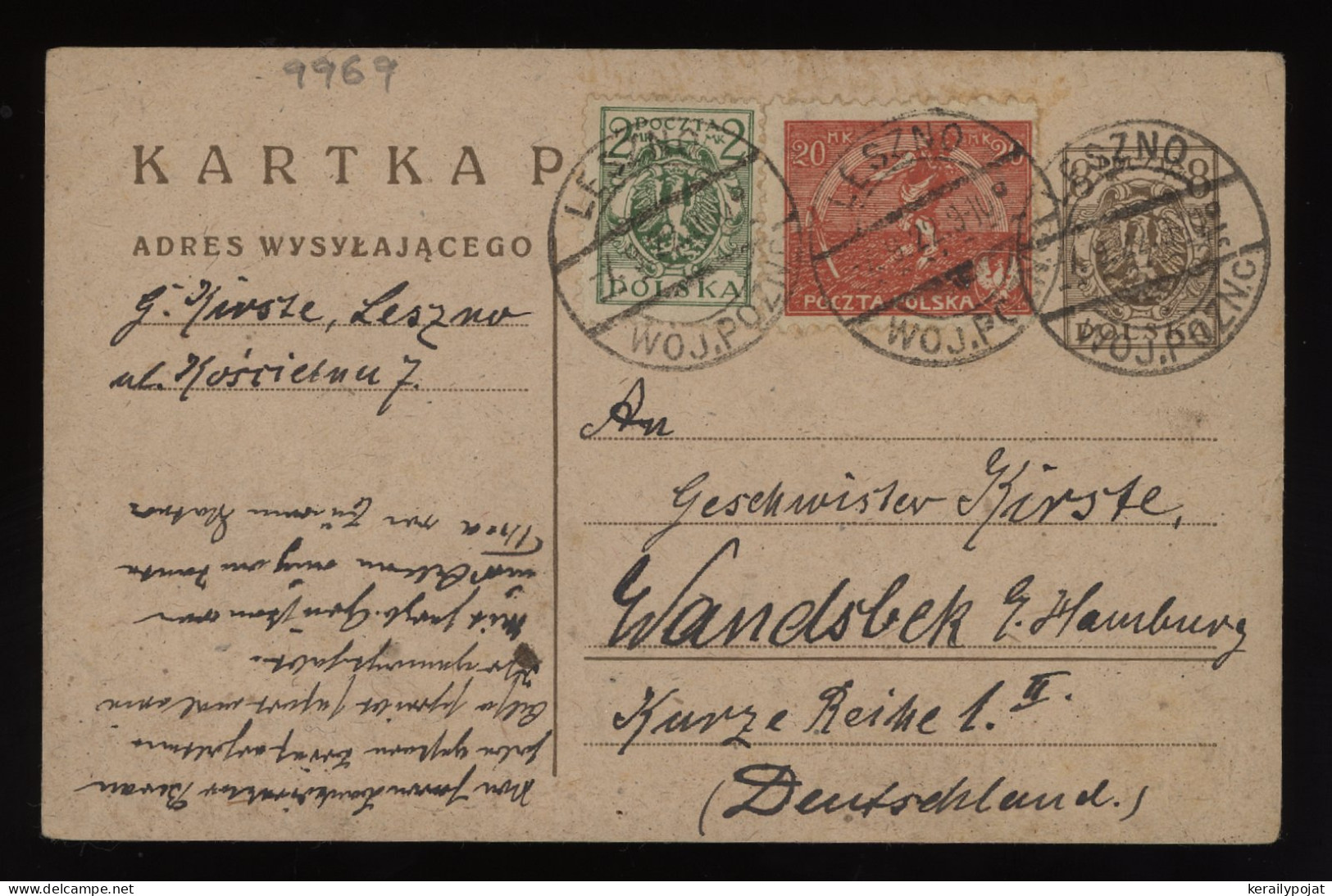 Poland 1922 Leszno Stationery Card To Germany__(9969) - Entiers Postaux