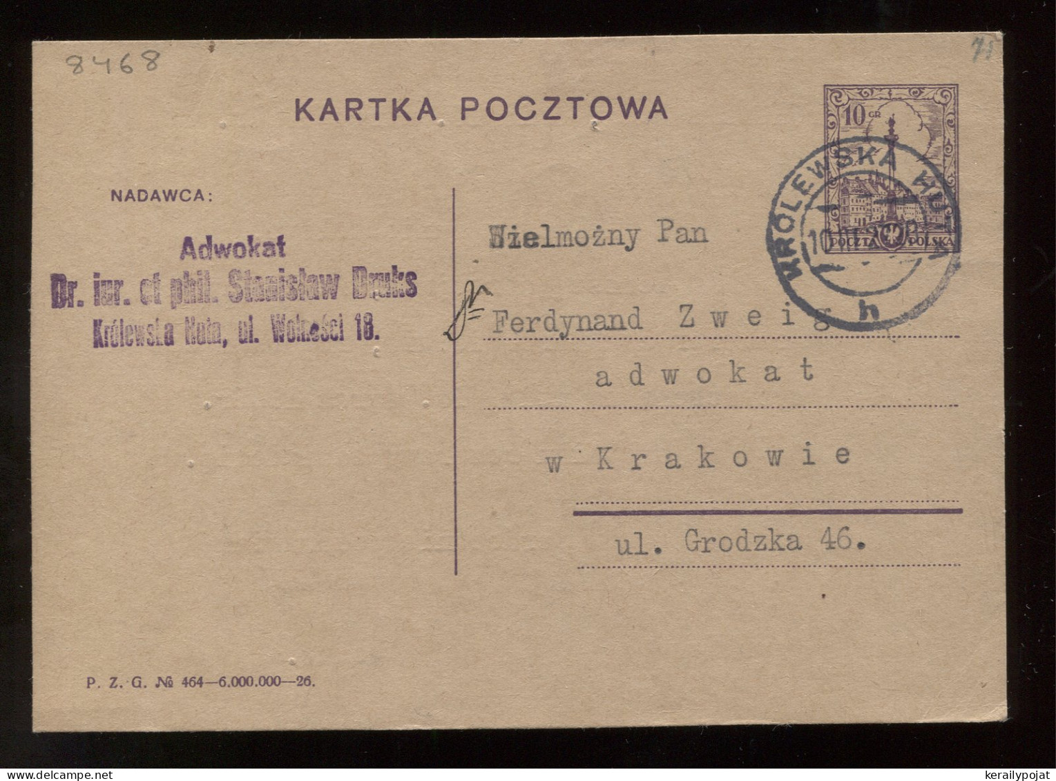 Poland 1927 Krolewska Huta Stationery Card To Krakow__(8467) - Postwaardestukken