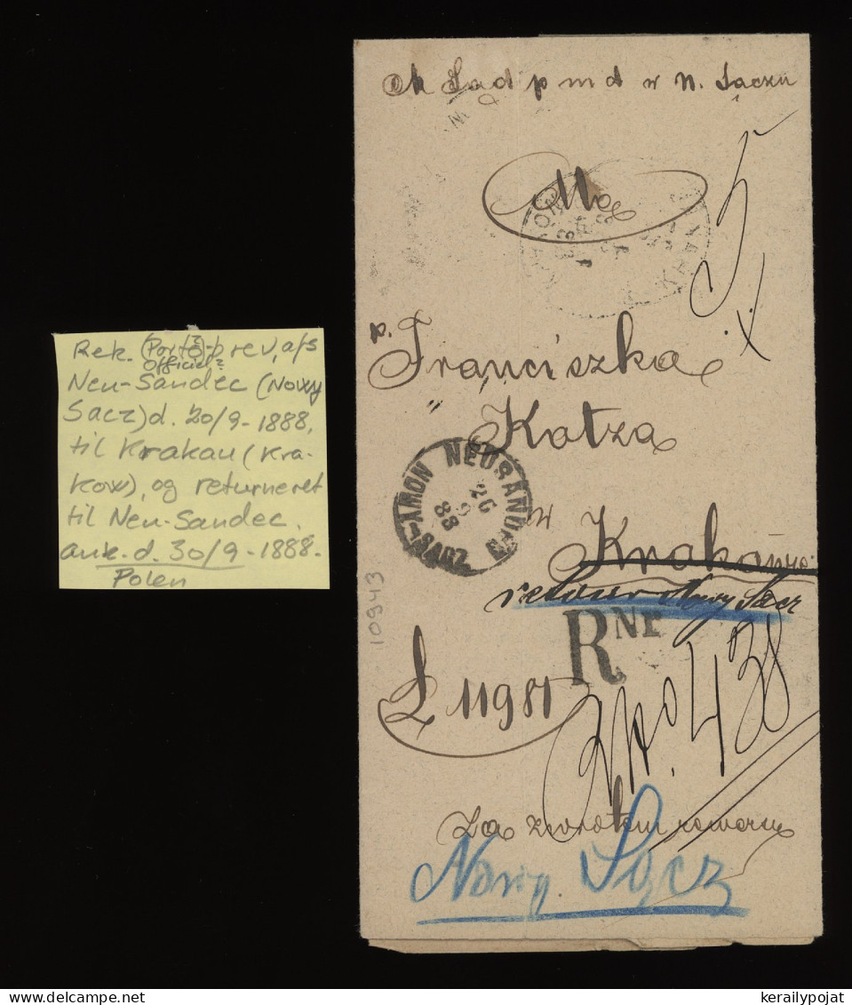 Poland 1882 Neu-Sandee Letter To Krakau__(10943) - ...-1860 Prefilatelia