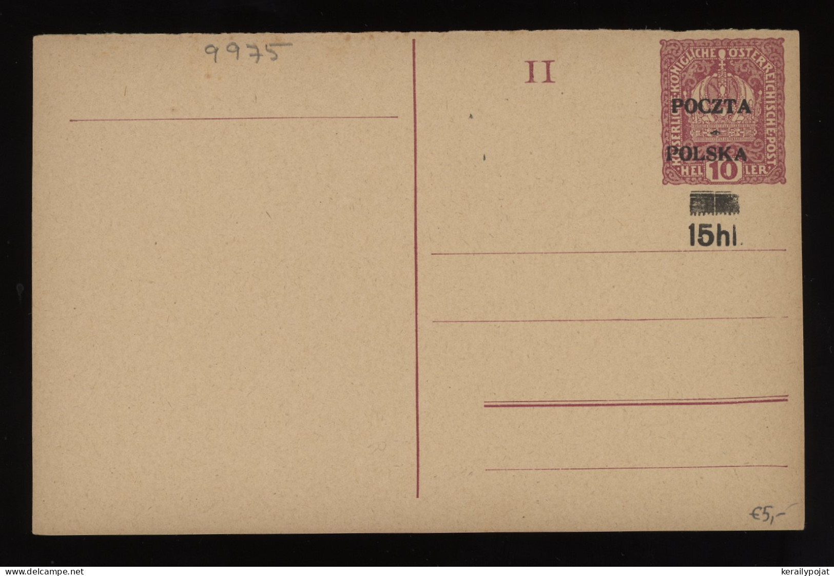 Poland 15hl Overprint Unused Stationery Card__(9975) - Postwaardestukken