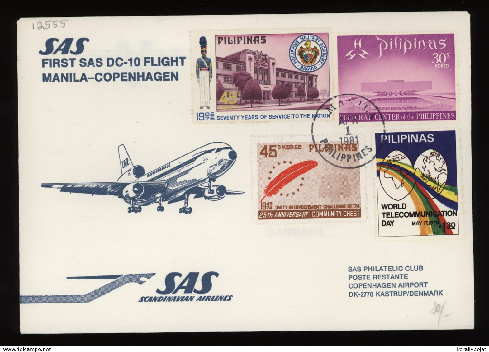 Philippines 1981 SAS First Flight Cover To Denmark__(12555) - Filippine