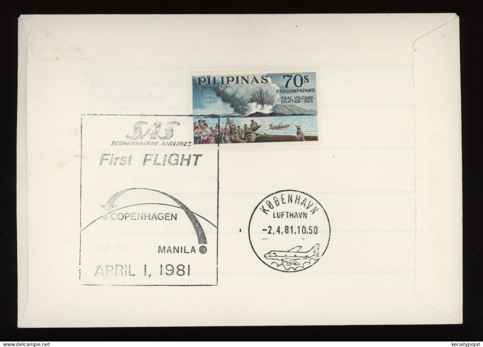 Philippines 1981 SAS First Flight Cover To Denmark__(12555) - Filipinas