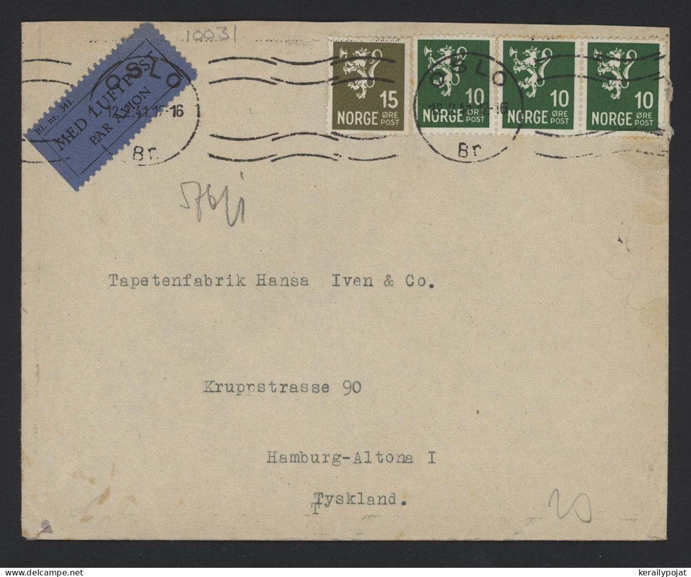 Norway 1941 Oslo Censored Cover To Germany__(10031) - Briefe U. Dokumente