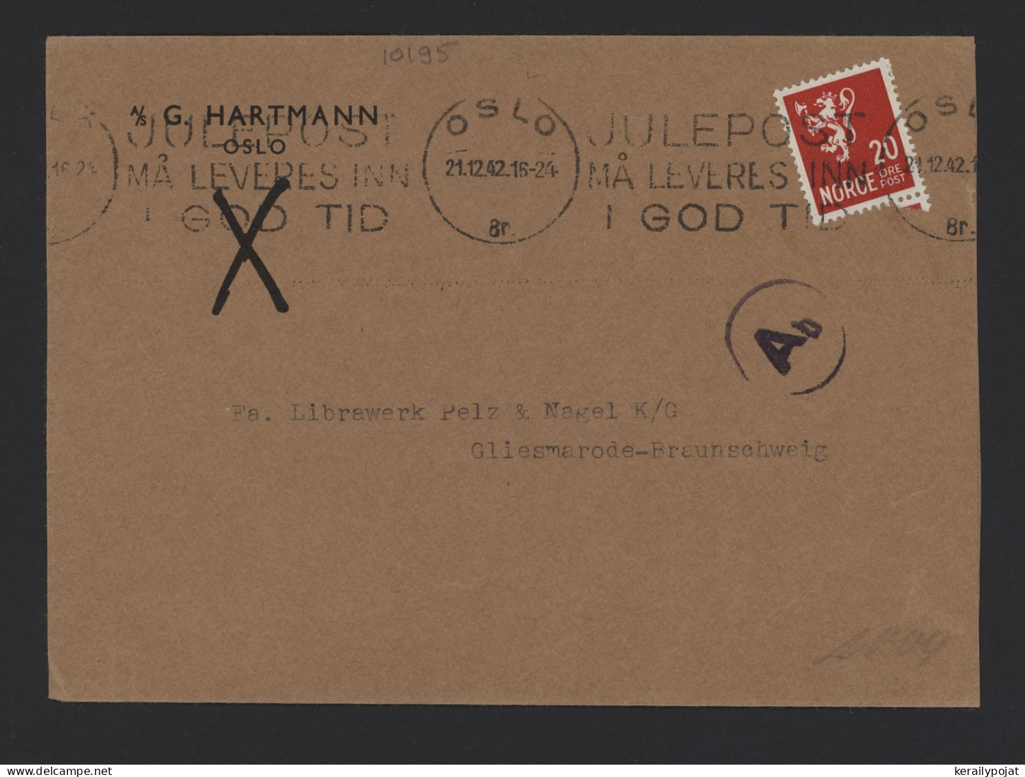 Norway 1942 Oslo Slogan Cancellation Cover To Germany__(10195) - Storia Postale