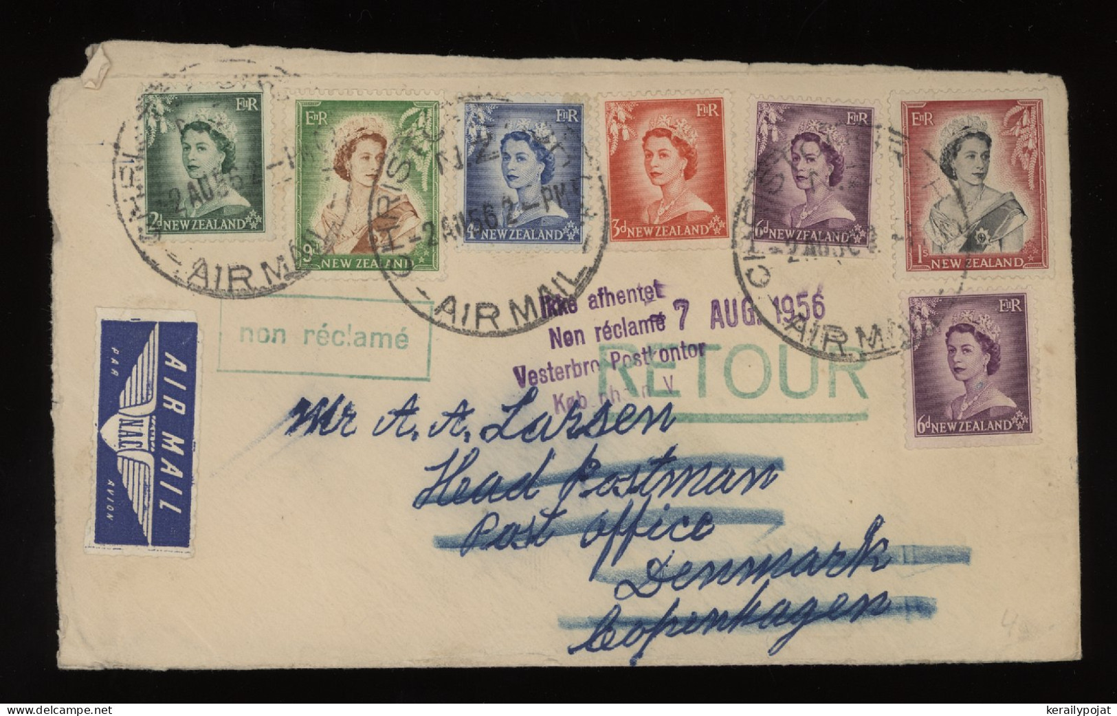 New Zealand 1956 Christchurch Air Mail Cover To Denmark__(12322) - Luchtpost