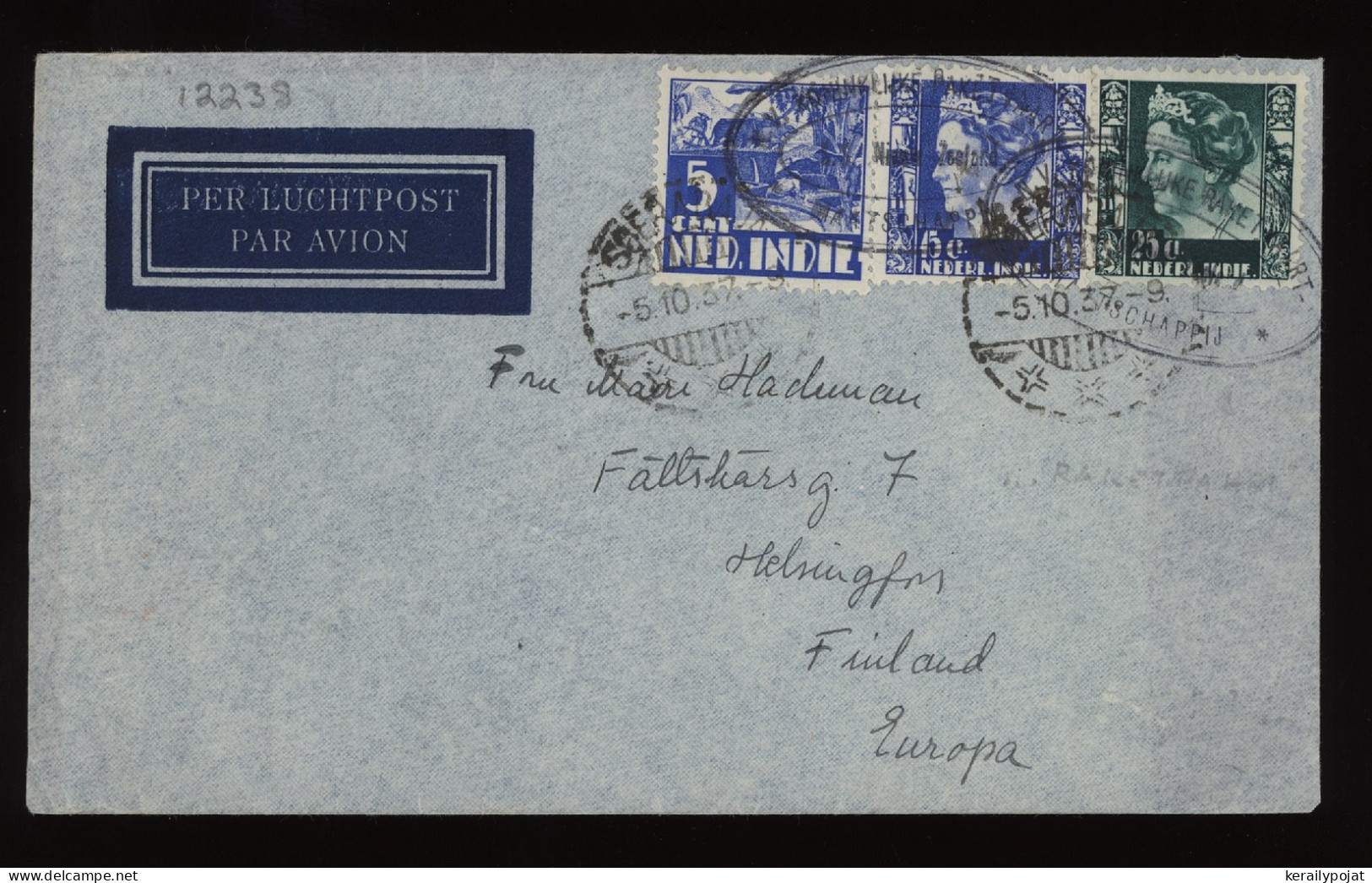 Netherlands Indies 1937 Air Mail Cover To Finland__(12238) - Indes Néerlandaises