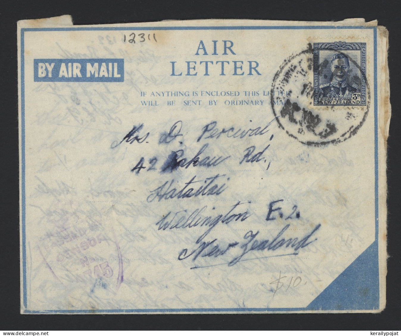 New Zealand 1940's Air Letter__(12311) - Airmail